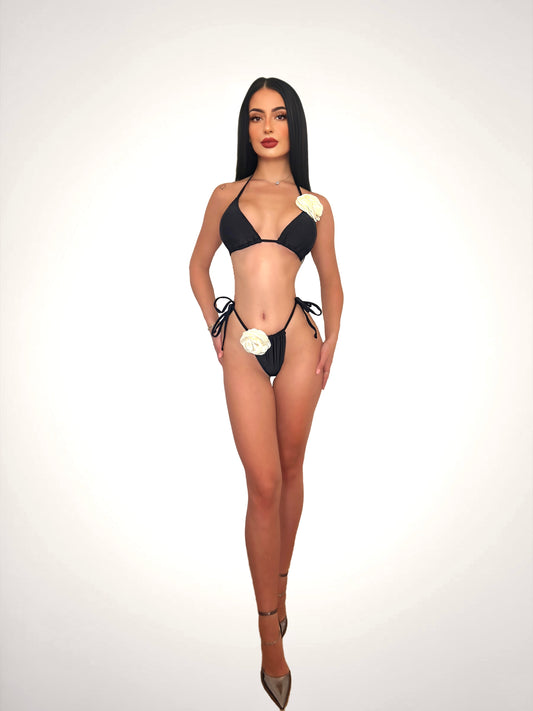 Fleur Noir Bikini Set - Black