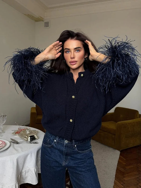 Nocturne Feather Cardigan