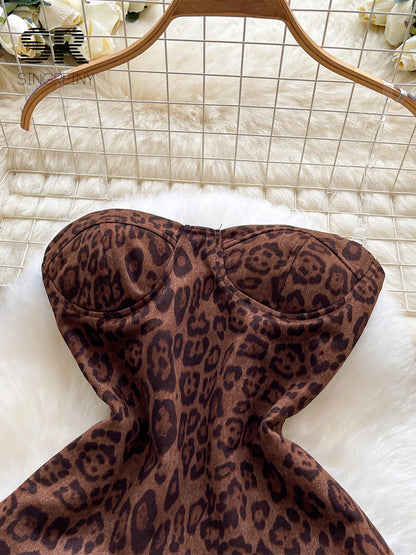 Strapless Leopard Tutu Dress