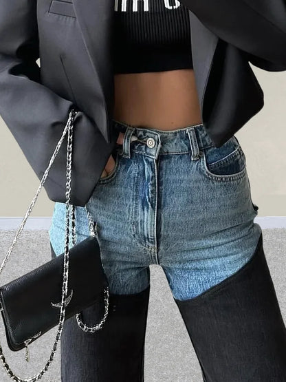 Washed Blue Black Patchwork
